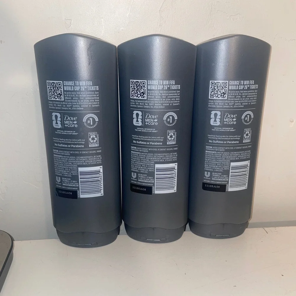 3 Pack Dove Men Care All Star Comfort Body Face Wash FIFA World Cup 18oz